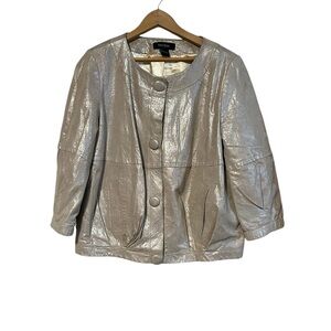 Karen Kane Leather Sparkle Jacket Buttons Size Medium Coat